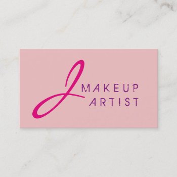 Monogram Makeup Artist Baby Pink Background Business Card by NhanNgo at Zazzle