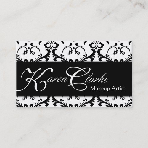 Monogram Makeup Artist Business Card Damask