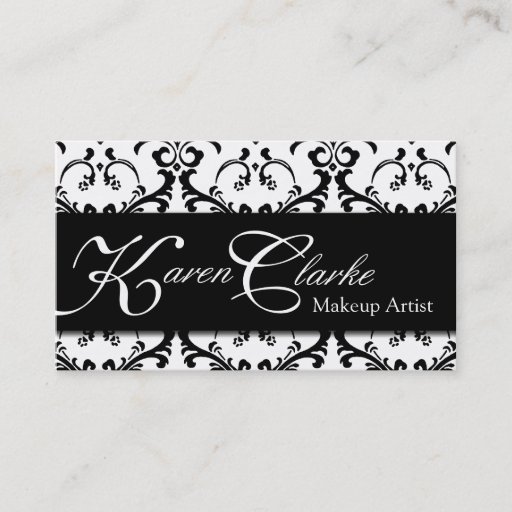Customizable Monogram Makeup Artist Business Card Damask