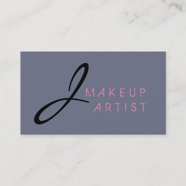 Monogram Makeup Artist Gray Background #2 Business Card (Front)