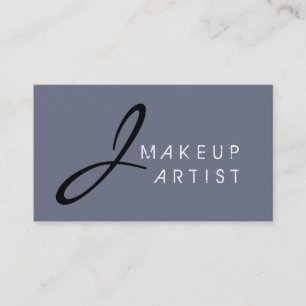 Monogram Makeup Artist Gray Background Business Card