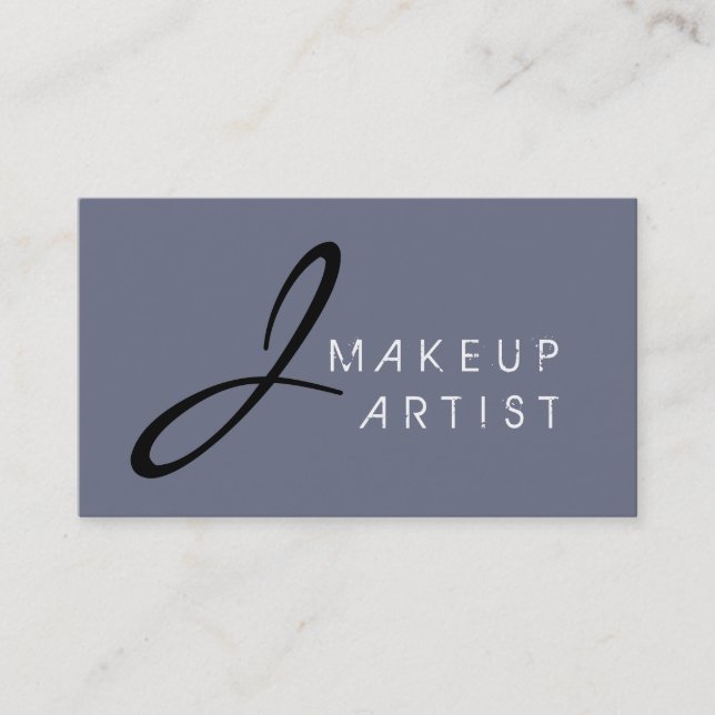 Monogram Makeup Artist Gray Background Business Card (Front)