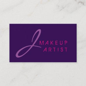 Monogram Makeup Artist Purple Background Business Card by NhanNgo at Zazzle