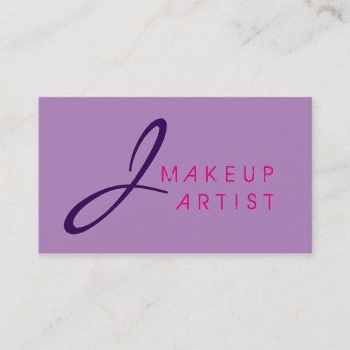 Monogram Makeup Artist Violet Background Business Card