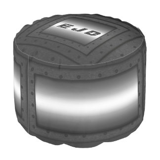 Monogram Man Cave Riveted Steel Frames Pouf