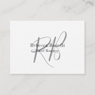 Monogram Manager Two Sided Premium Linen Business Card