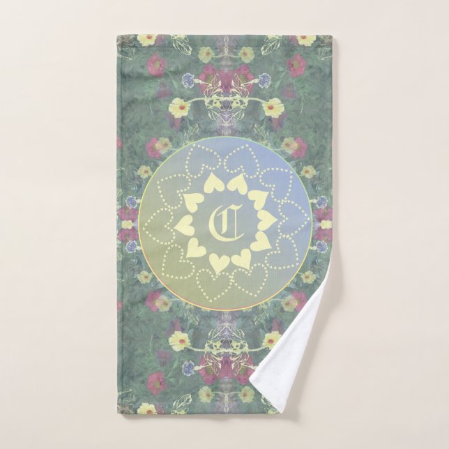 Monogram Mandala and Wildflower Bath Towel Set (Hand Towel)