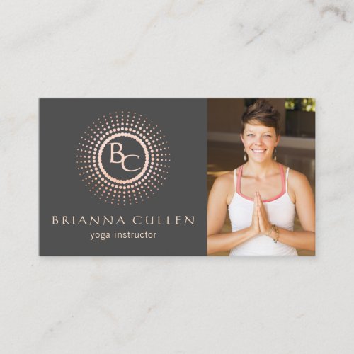 Monogram Mandala Yoga Logo Add Photo Business Card