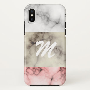 Monogram marble color blocks iPhone x case