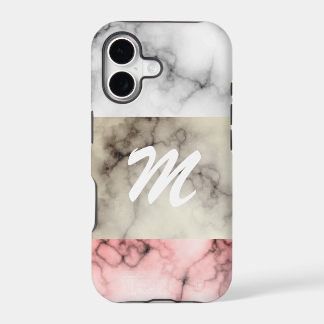 Monogram marble color blocks iphone case (Back)