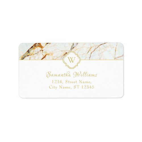 Monogram Marble Elegant Classy Address Label