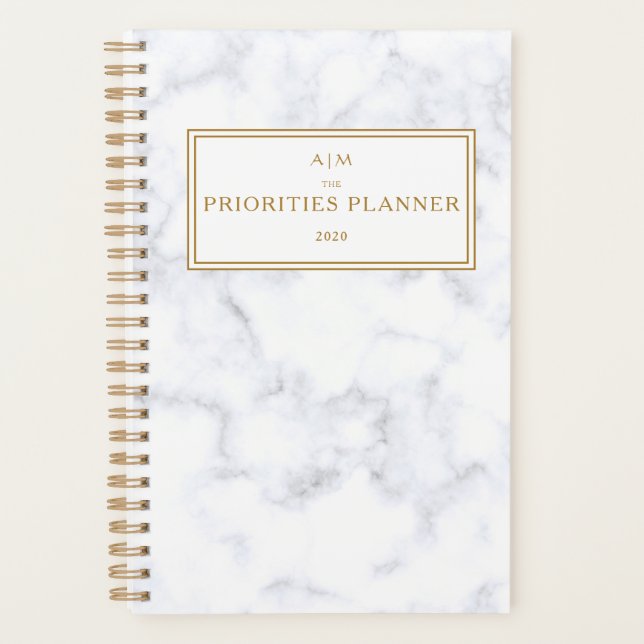 Monogram Marble Golden The Priorities Planner (Front)