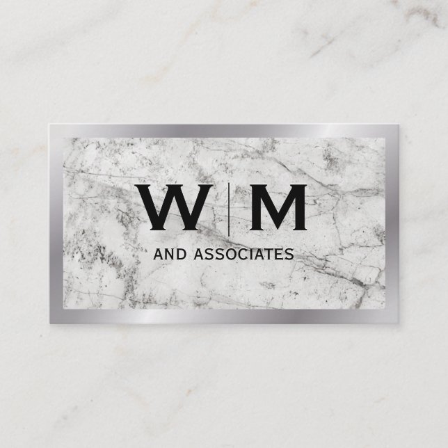 Monogram | Marble | Metal Business Card (Front)