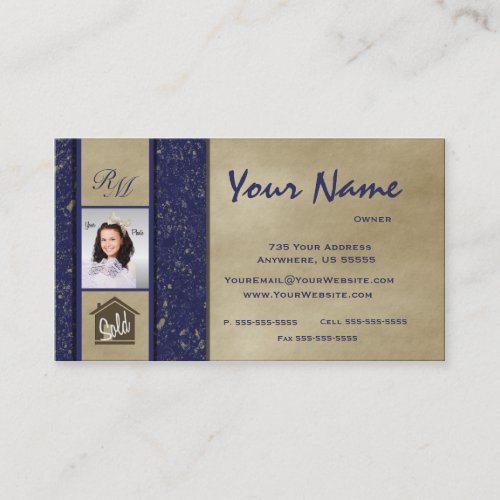 Monogram Marble Real Estate Photo Business Cards 4