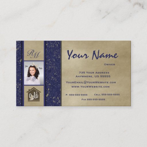 Customizable Monogram Marble Real Estate Photo Business Cards 4