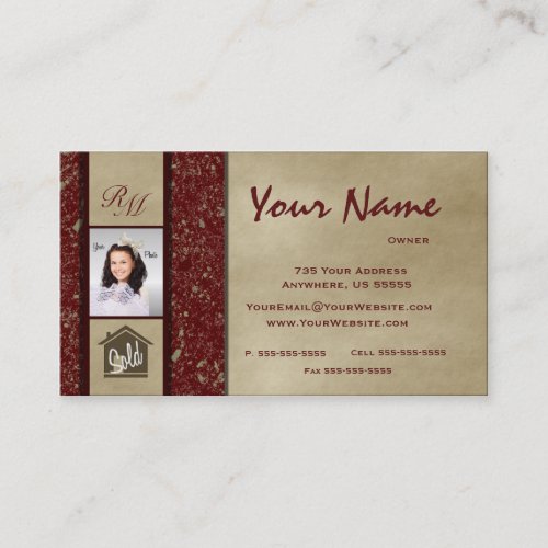 Monogram Marble Real Estate Photo Business Cards 6