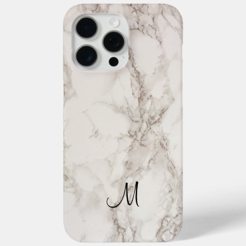 Monogram Marble Stone iPhone 15 Pro Max Case