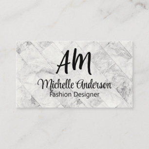 Monogram Marble Tile background Business Card