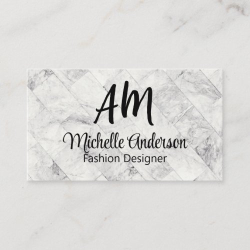 Monogram  Marble Tile background Business Card