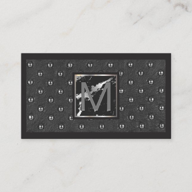 Monogram | Marble Upholstered Background Business Card (Front)