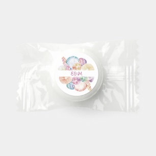 Monogram Marine Watercolor Sea Shells Wedding Logo Life Saver® Mints