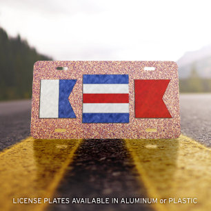 Monogram Maritime Signal Flag Faux Cork License Plate