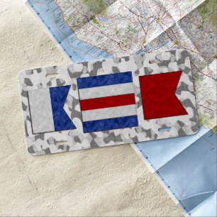 Monogram Maritime Signal Flag Gray Camouflage License Plate