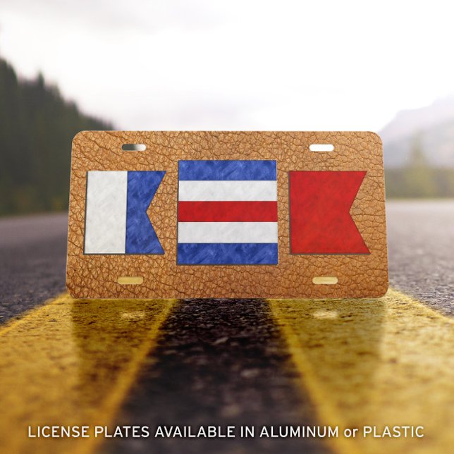 Monogram Maritime Signal Flag | Leather Look License Plate (Leather-look Monogram Maritime Signal Flag  License Plate 🚗💨 MONOGRAM DETAILS IN DESCRIPTION
)