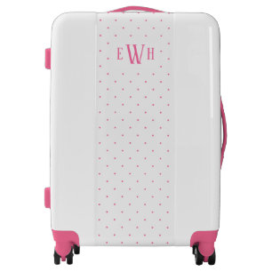 Monogram Marked Pink and White Polka Dot Luggage