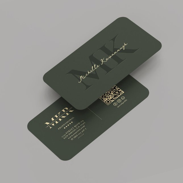 Monogram Marketing Professional Modern Dark Green Business Card (Monogram Marketing Professional Modern Dark Green Business Card
)