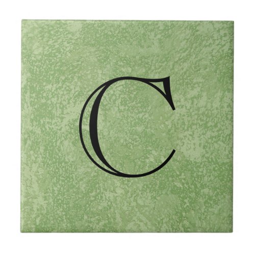 Monogram Marmorino Green Faux Finish Ceramic Tile