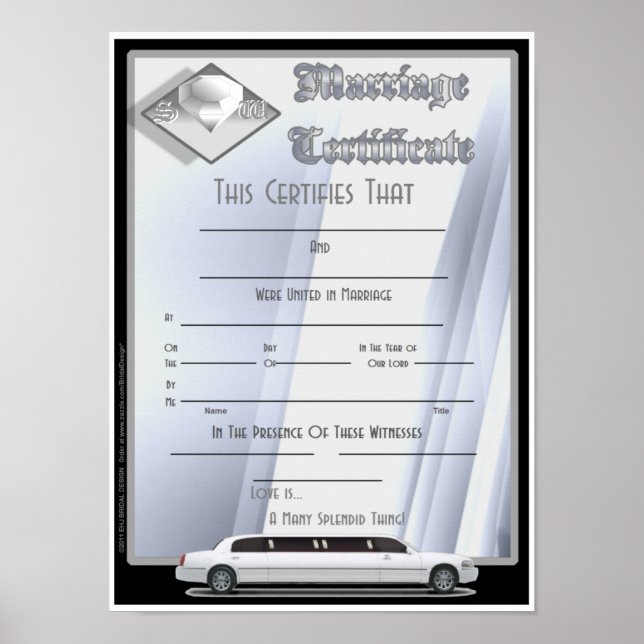 Monogram Marriage Certificate Poster (Front)