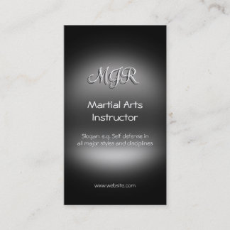 Monogram, Martial Arts Instructor, metal-look Business Card