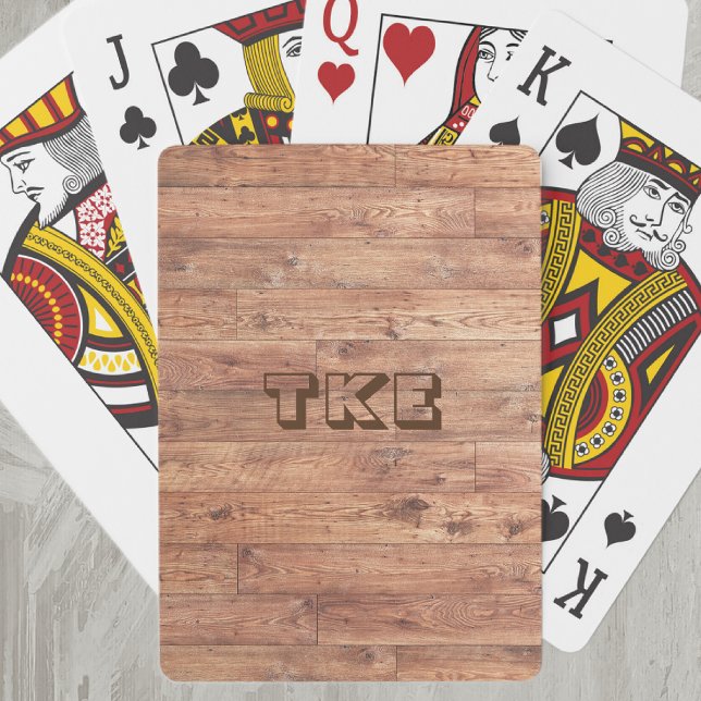 Monogram, Masculine Rustic Wood Minimalist Poker Cards (Creator Uploaded)