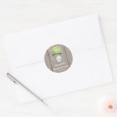 Monogram Mason Jar Green Hydrangea Bridal Shower Classic Round Sticker (Envelope)