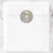 Monogram Mason Jar Green Hydrangea Bridal Shower Classic Round Sticker (Bag)