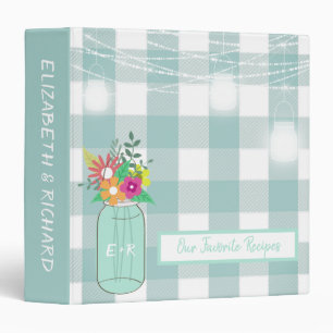 Monogram Mason Jar String Lights Favorite Recipes 3 Ring Binder