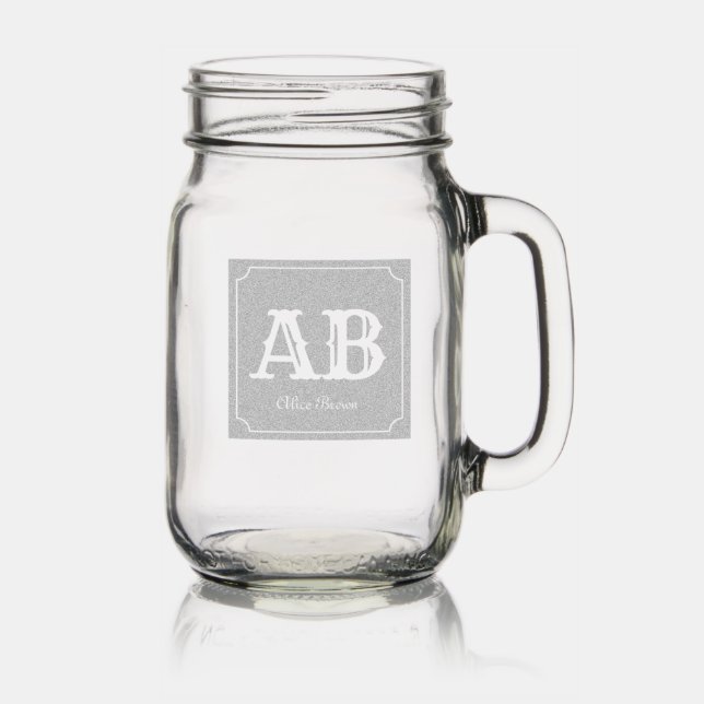 Monogram Mason Jar W/ Handle (Glassware)