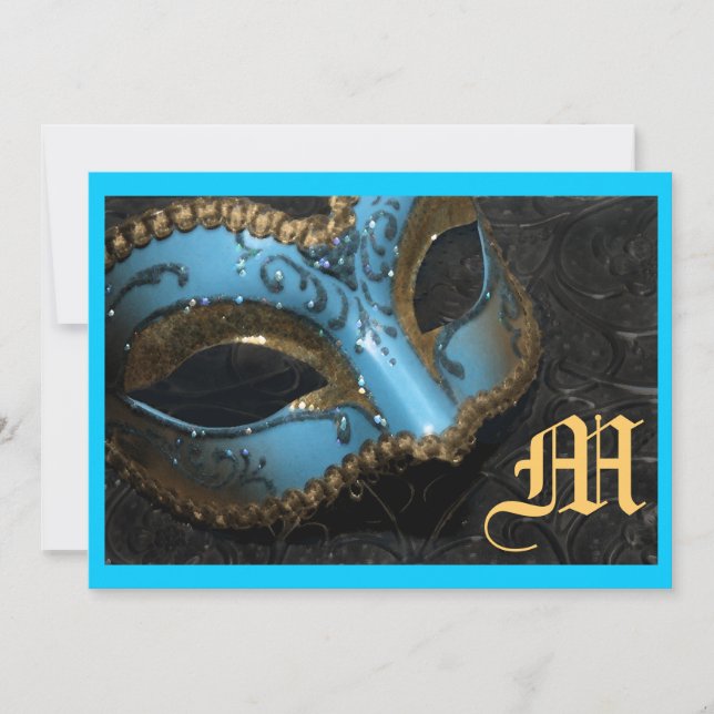 Monogram Masqurade Renaissance Wedding Invitation (Front)