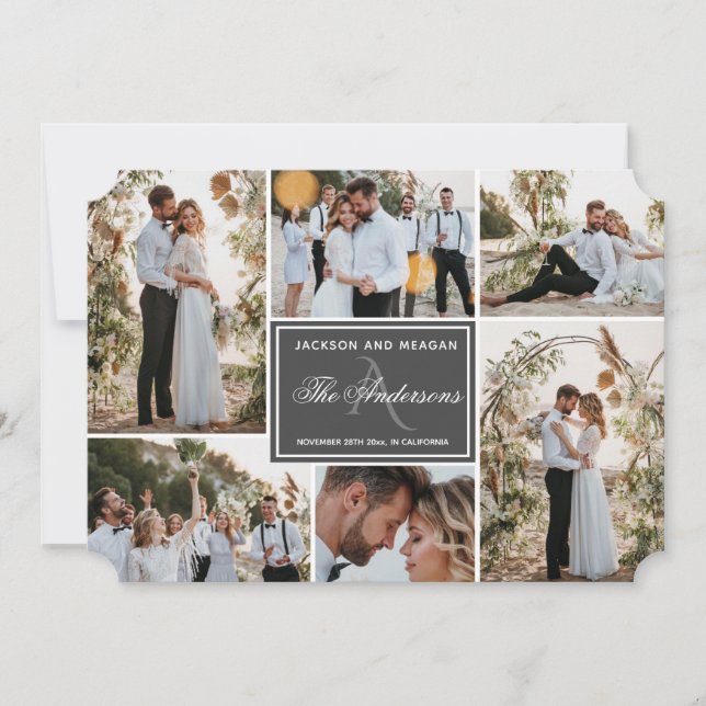 Monogram Match Wedding Announcement Card (Front)