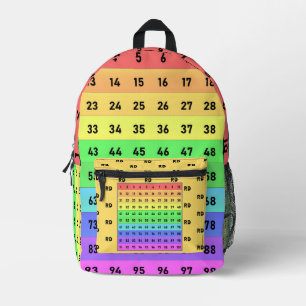 Monogram Math Student Fun 1-100 Numbers Colorful Printed Backpack