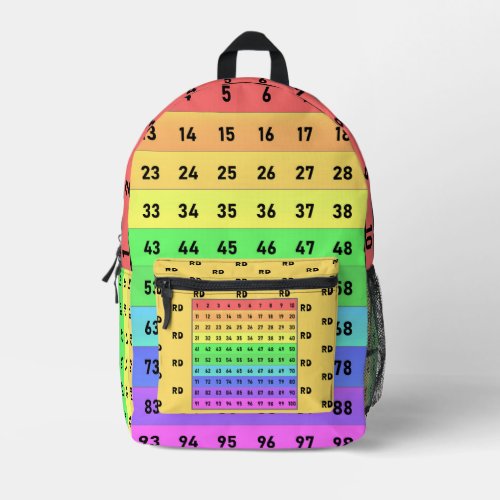 Monogram Math Student Fun 1_100 Numbers Colorful Printed Backpack