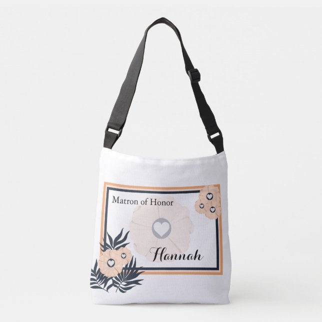 Monogram Matron of Honor Wedding Crossbody Tote (Front)