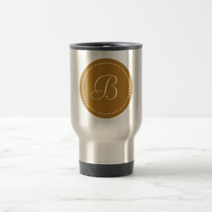 Monogram Matte Gold/White Dot Travel Mug