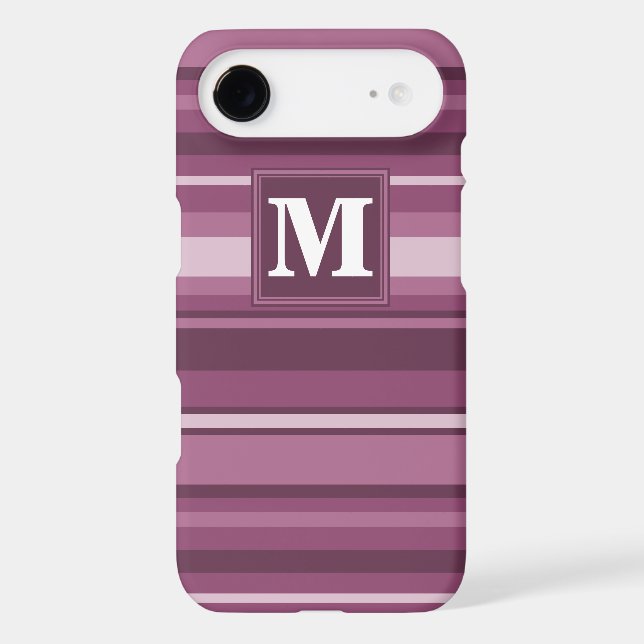 Monogram mauve stripes Case-Mate iPhone case (Back)