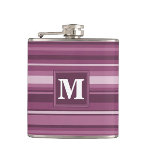 Monogram mauve stripes flask