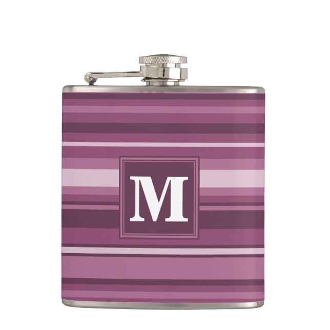 Monogram mauve stripes flask (Front)