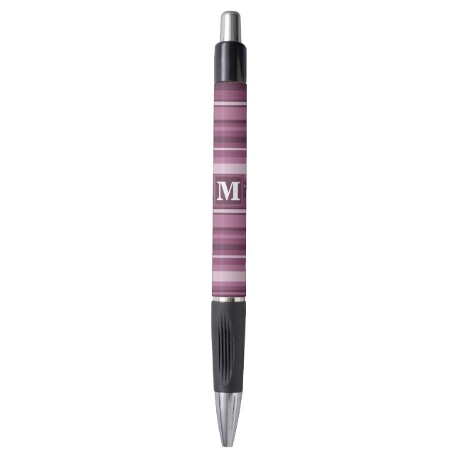 Monogram mauve stripes pen (Front Vertical)
