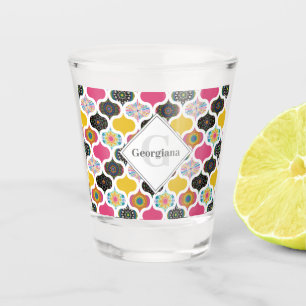 Monogram Maximalist Rainbow Dot Mandalas Patchwork Shot Glass