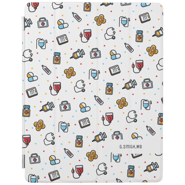 Monogram. Medical Pattern. For Doctors and Nurses iPad Smart Cover (Front)